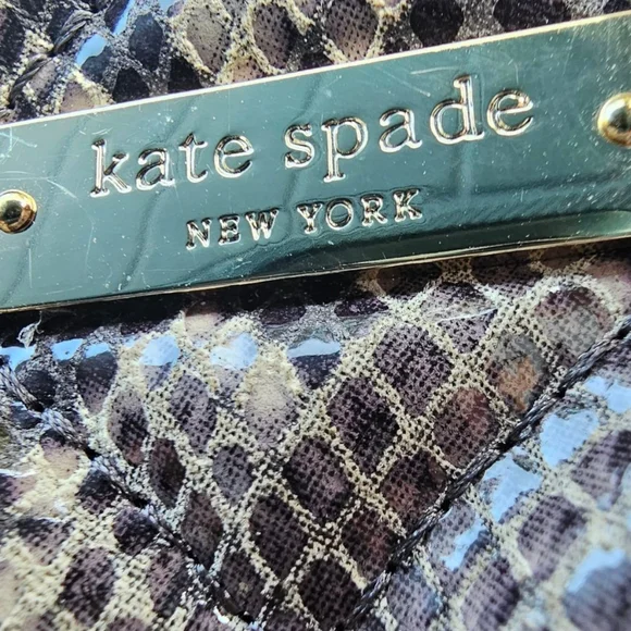 Kate Spade New York Snakeskin Print Shoulder Bag Chain Strap Neutral Python Look - Picture 3 of 16